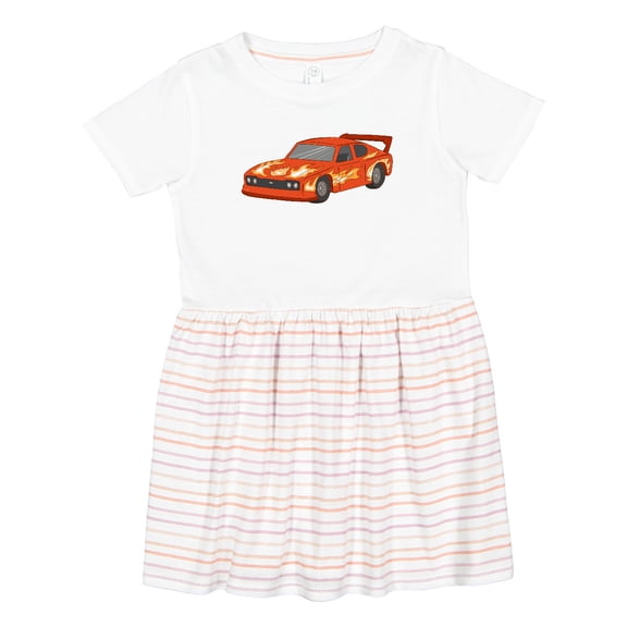 Inktastic Red Flames Race Car Girls Toddler Dress