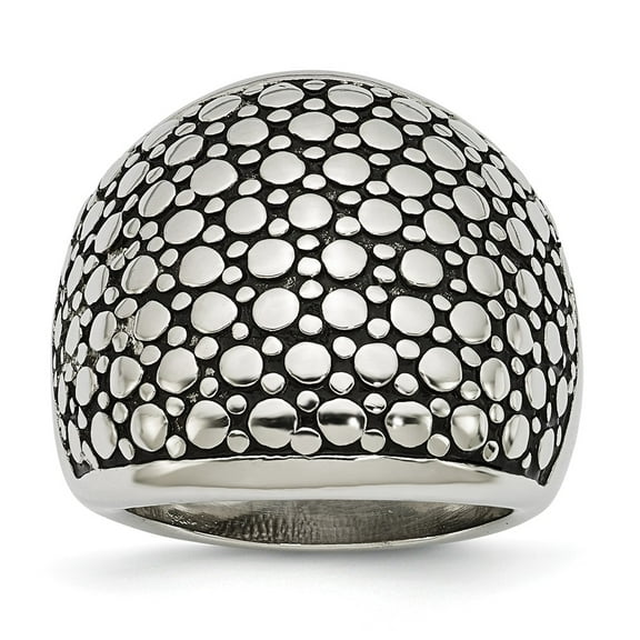 White Stainless Steel Ring Band Fashion Polished and Antiqued