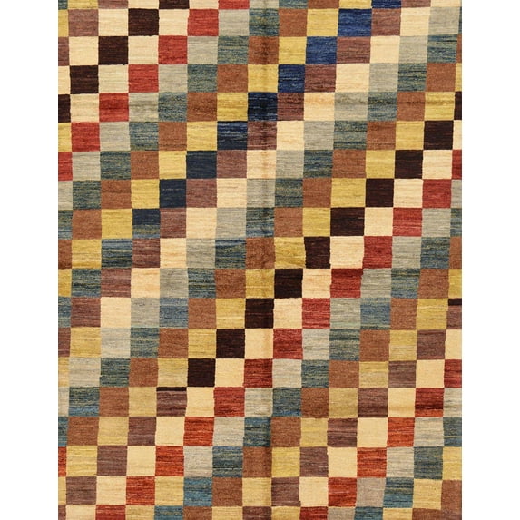 Ahgly Company Indoor Rectangle Abstract Brown Red Checkered Area Rugs, 2' x 3'