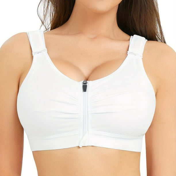 Post Surgical Wireless Bra Soft & Comfy Zipper Compression Support Bra Women's  Lingerie & Underwear 