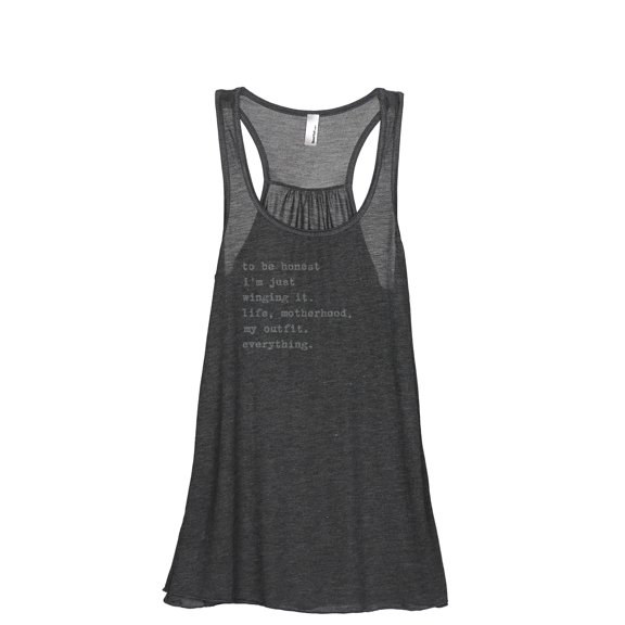 Winging It Motherhood Women's Fashion Sleeveless Flowy Racerback Workout Yoga Tank Top Charcoal Grey Large