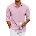 thumbnail image 2 of WTOBBY Men's Classic Button-Down Long Sleeve Shirt in Loose Fit, Timeless Design for Casual and Business Casual Occasions and Comfort,Pink 3XL, 2 of 7