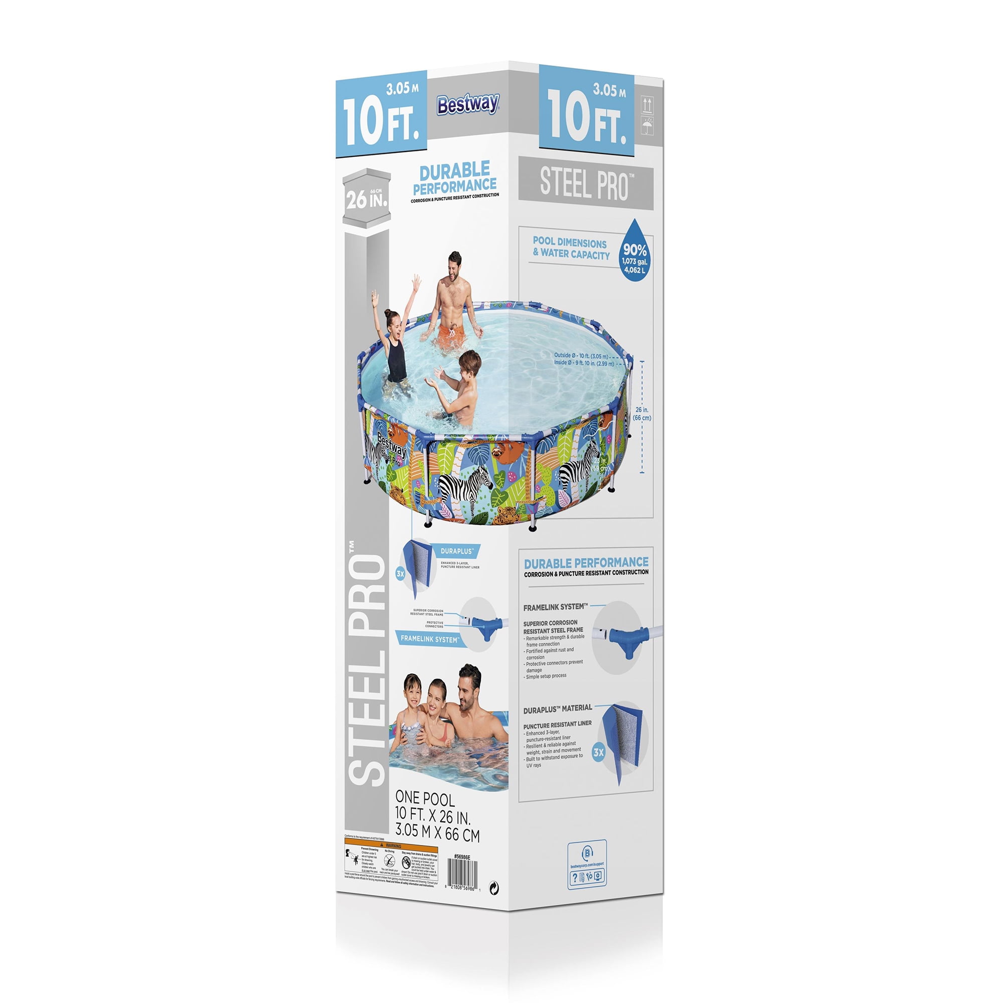 Bestway Steel Pro 10' x 26" Above Ground Swimming Pool with Animal Graphics