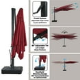 thumbnail image 6 of Boyel Living Cantilever Outdoor Patio Umbrellas, with Bluetooth Ambient Light & Base, Offset Rectangle Umbrella for Pool Deck Garden Backyard, Red, 6 of 8