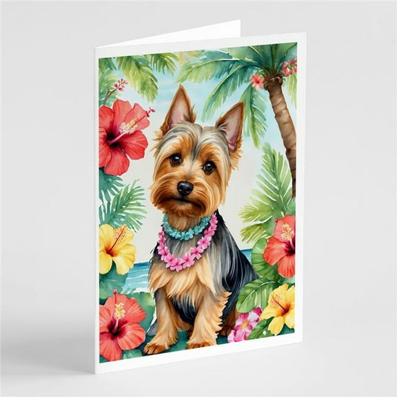 5 x 7 in. Silky Terrier Luau Greeting Cards - Pack of 8