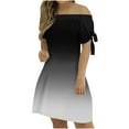 thumbnail image 2 of LOVZFMLL Robe pour Femmes Mode Été Aguichant à Épaules Dénudées Manches Courtes Imprimée avec Poches Noir m, 2 of 5