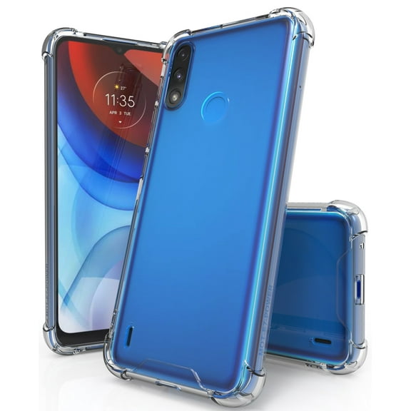 Clear Case for Motorola Moto E7 Power, Transparent [Aquaflex] Semi-Flexible TPU Phone Cover [with Shock Absorbing Airbag Bumpers]
