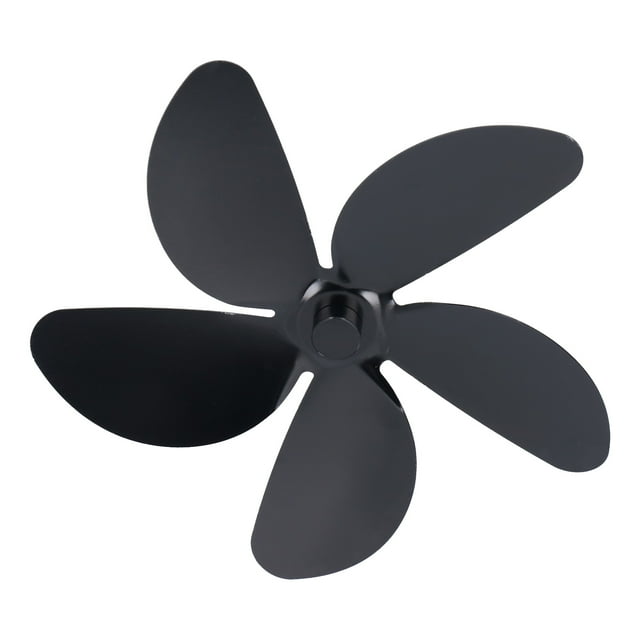 Lame de Cheminée, Lame de Ventilateur Noir Thermique Alliage d'Aluminium Résistant à la Rouille Universel pour Poêle à Bois pour Cheminée 4 Lame, 5 Lame