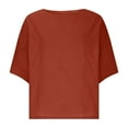 thumbnail image 4 of FAIWAD Womens Cotton Linen Round Neck Short Sleeve Tops Solid Color Elegant Lightweight Tops (5X-Large, Orange), 4 of 6