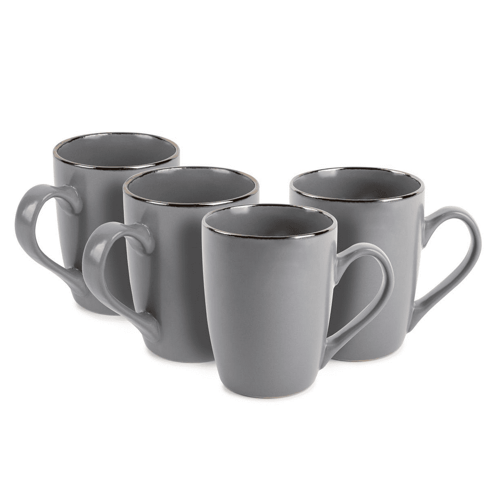 Thyme & Table Drinkware Gray Ava Stoneware 14oz Mugs, 4 Pack Walmart