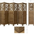 thumbnail image 4 of Room Divider Wood Carved Wall Divider Indoor Folding Portable Partition Screen for Home Office Garden Terrace - 6 Panel, 67 * 90inch (Dark Brown), 4 of 14