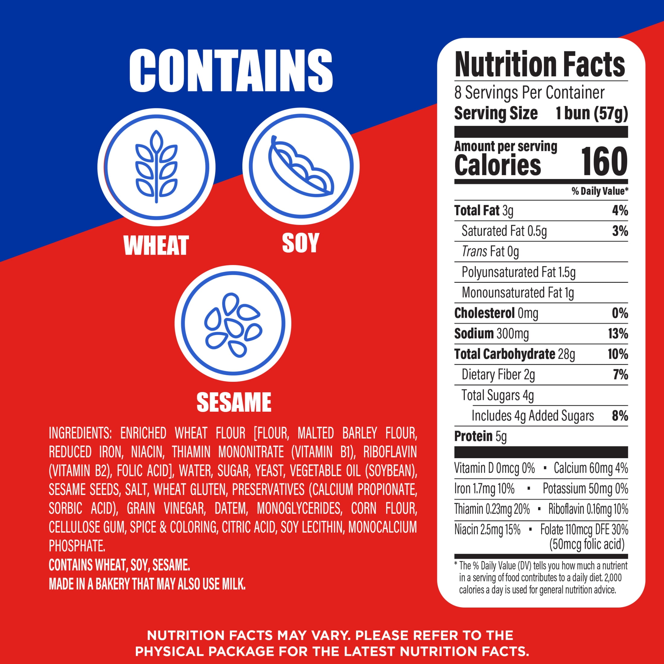 Ball Park Sesame Seed Burger Buns, 8 Count, White Hamburger Buns, 16 oz Bag
