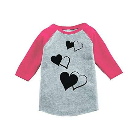 

7 ate 9 Apparel Girl s Hearts Wedding Pink Baseball Tee
