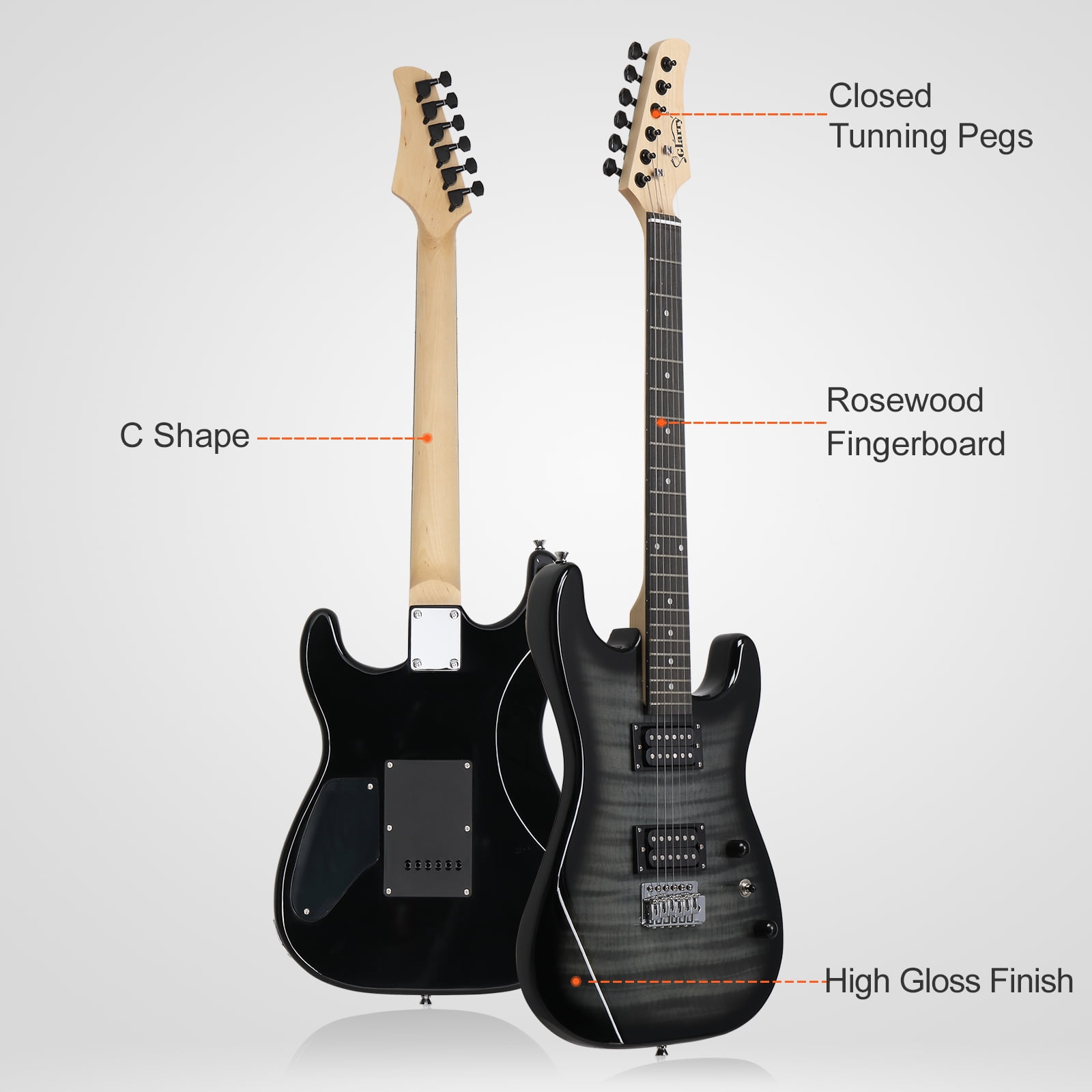 BMTBUY Glarry GST Stylish H-H Pickup Tiger Stripe Electric