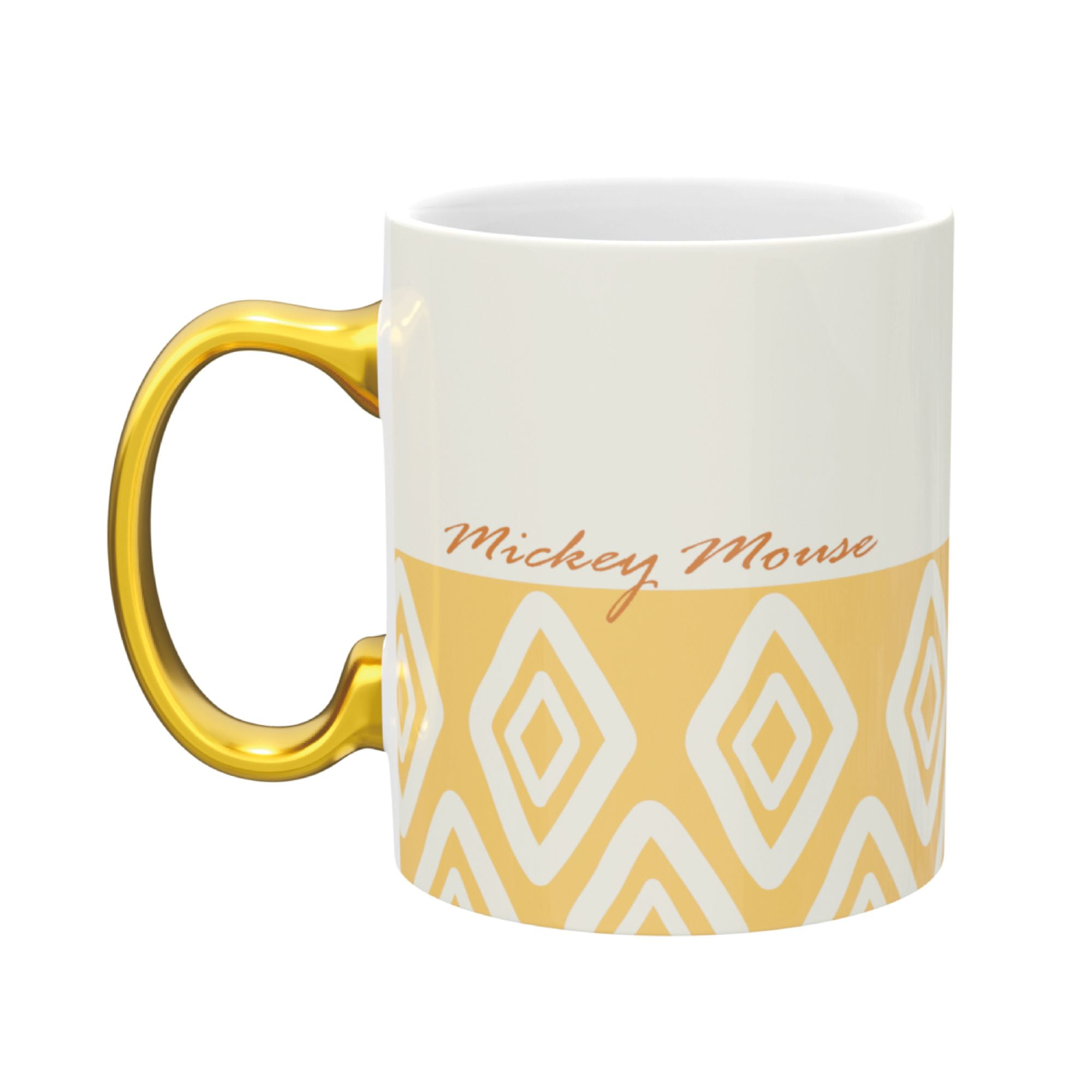 Mickey Mouse 11 oz Disney Pattern with Gold Handle Ceramic Mug