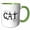 Green/White, variant on 3drose, Funny Black Cats Sit on Letters. Black Cat Magic Decorative Text, 11oz Two-tone Yellow Mug