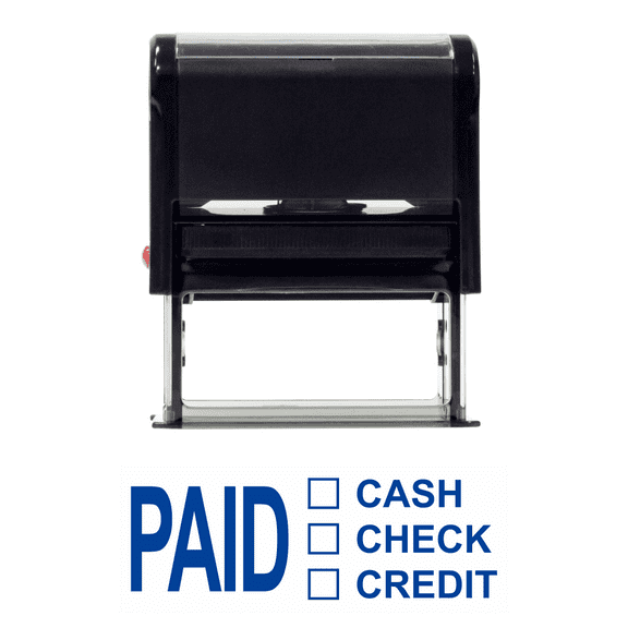 Vivid Stamp PAID CASH CHECK CREDIT Self Inking Rubber Stamp (Blue Ink) - X-Large