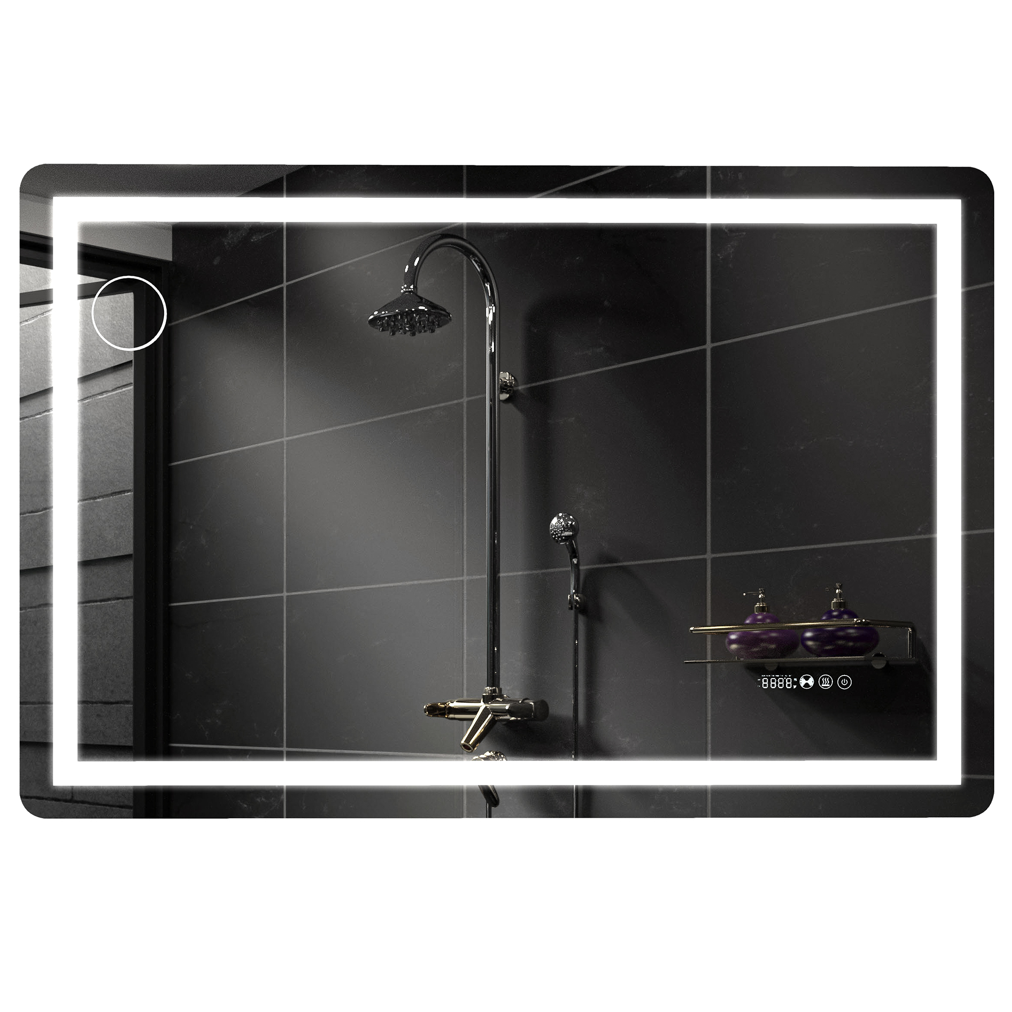 Uforic LED Bathroom Mirror with Front Light and Backlit,3 Colors Dimmable Adjustable LED Wall Mounted Mirror,Anti-Fog,40" x 32",Wall Mounted Mirror-Horizontally Only