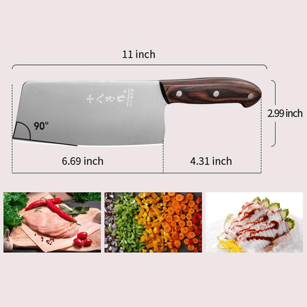 shizu　Ｃ-79.80 SHI BA ZI ZUO Chinese Knife Vegetable Meat Knife 6.7-inch