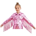 thumbnail image 2 of iixpin Kids Girls Metallic Fringe Bomber Jacket Outerwear Shiny Zipper Blazer Musical Party Performance Outfits Pink 8, 2 of 7