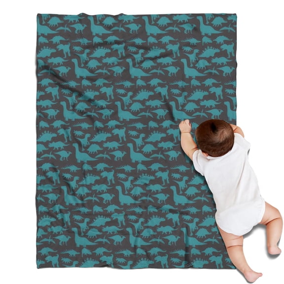 DarkGreen Cartoon Dinosaurs Silhouette Pattern Blanket,Comfortable Soft Flannel Throw Blanket,All Season,Warm Lightweight Blankets for Sofa Bed Couch Living Room Chair,30"x40"