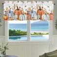 thumbnail image 3 of Thanksgiving Fall Farmhouse Short Window Curtain Valances, Autumn Orange Blue Green Pumpkin Leaf Rod Pocket Kitchen Valances for Living Room Bedroom Bathroom Cafe 42" x 18", 3 of 8