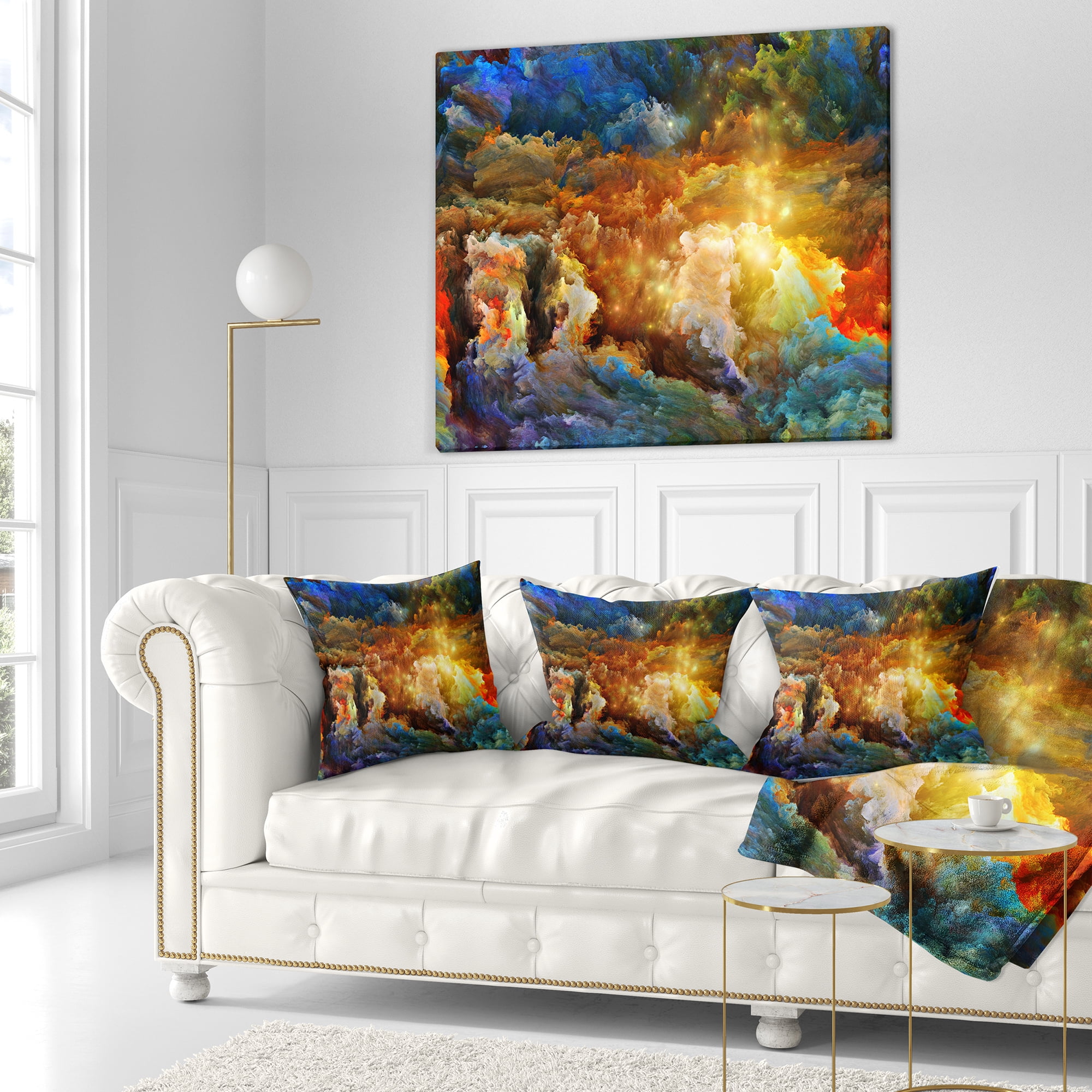 Designart What Colors May Come - Abstract Throw Pillow - 18x18