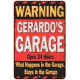 thumbnail image 1 of GERARDO'S Garage Warning Man Cave Wall Decor 8x12 Metal Sign 108120030375, 1 of 1
