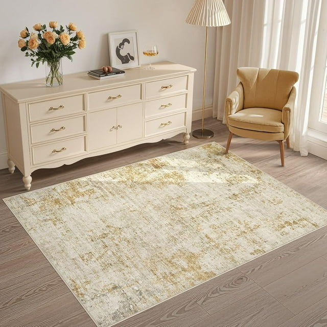 x Area Rug Living Room Rugs - Washable Neutral Modern Abstract Soft Thin Large Rug Indoor Floor No Slip Rug Carpet for Bedroom Under Dining Table Home Office Decor -