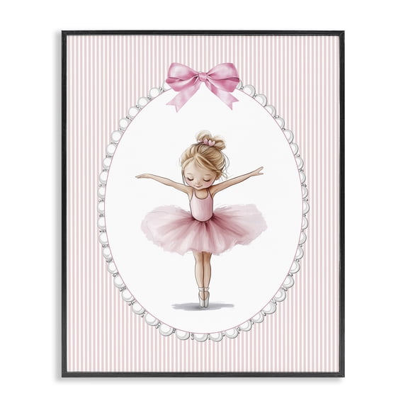 Stupell Industries Cottage Dancing Pink Ballerina Black Framed Giclee Art, 11 x 14, by Christine Simpson Art