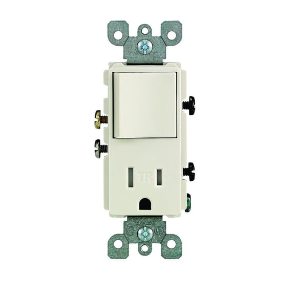 Leviton Decora Combination Switch/Outlet - 15 Amps, 125 Volts, Light Almond
