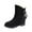 Black, variant on Wovix Womens Snow Boots Faux Suede Boots Slip-On with Side Pom Round Toe Shoes Chunky Winter Warm Boots Trendy Daily Black 35