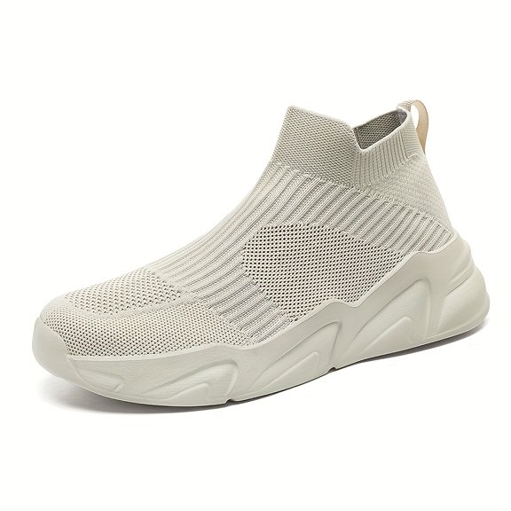 Men's Breathable Slip-On Sneakers - Casual Sneakers Suitable for Jogging, Round-Toe Lightweight with Cushioned MD Sole & Insole, Spring Summer Fall Casual Attire, Minimalist Sportswear (No Laces)
