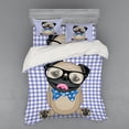 thumbnail image 2 of Ambesonne Pug Bedding Set 3 Pcs, Nerdy Glasses Bow Tie Dog, Twin, Sand Brown Black Blue, 2 of 3