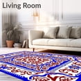 thumbnail image 2 of ODIKA 5'x7' Machine Washable Non-Slip Area Rug, Artisan Heritage Showcasing Interlocking Filigree Medals High Traffic Rug with Pad, Blue, 596401, 2 of 8