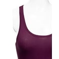 thumbnail image 3 of Women & Plus Solid Ribbed Knit Stretch Workout Racerback Tank Top (PLUM, Large), 3 of 3