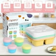 thumbnail image 3 of Caperci 4 Pack Lunchable Containers, Lunchable Box Reusable 5 Compartment Bento Snack Box with 4 Leakproof Sauce Containers, Dishwasher Safe, BPA Free, Wheat Straw (Vintage Color), 3 of 8