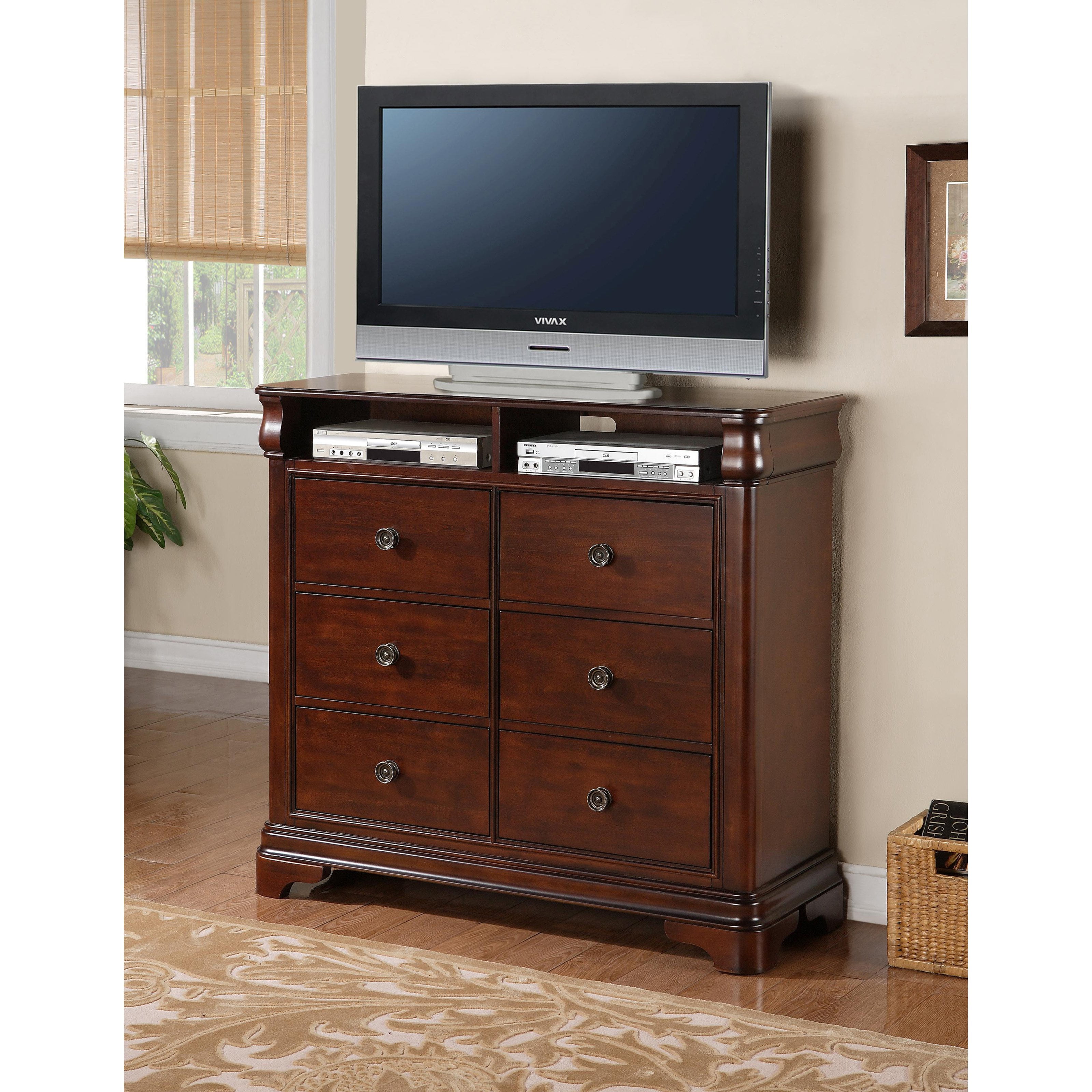 Picket House Furnishings Cameron 6 Drawer Media Chest Traditional Cherry Walmart Com Walmart Com