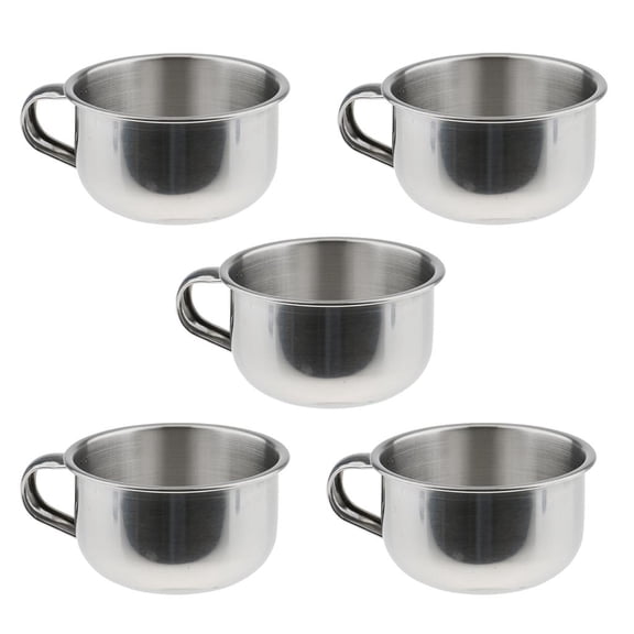 Taza De Afeitar de material acero Inoxidable De 5 Piezas De 8 Cm / 3,2 Pulgadas - Taza De Jabón De Crema De Cepillo Con Para Almacenamiento De Crema De C