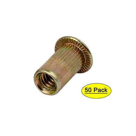 

10#24 Straight Knurled Rivet Nut Insert Nutsert Bronze Tone 50pcs