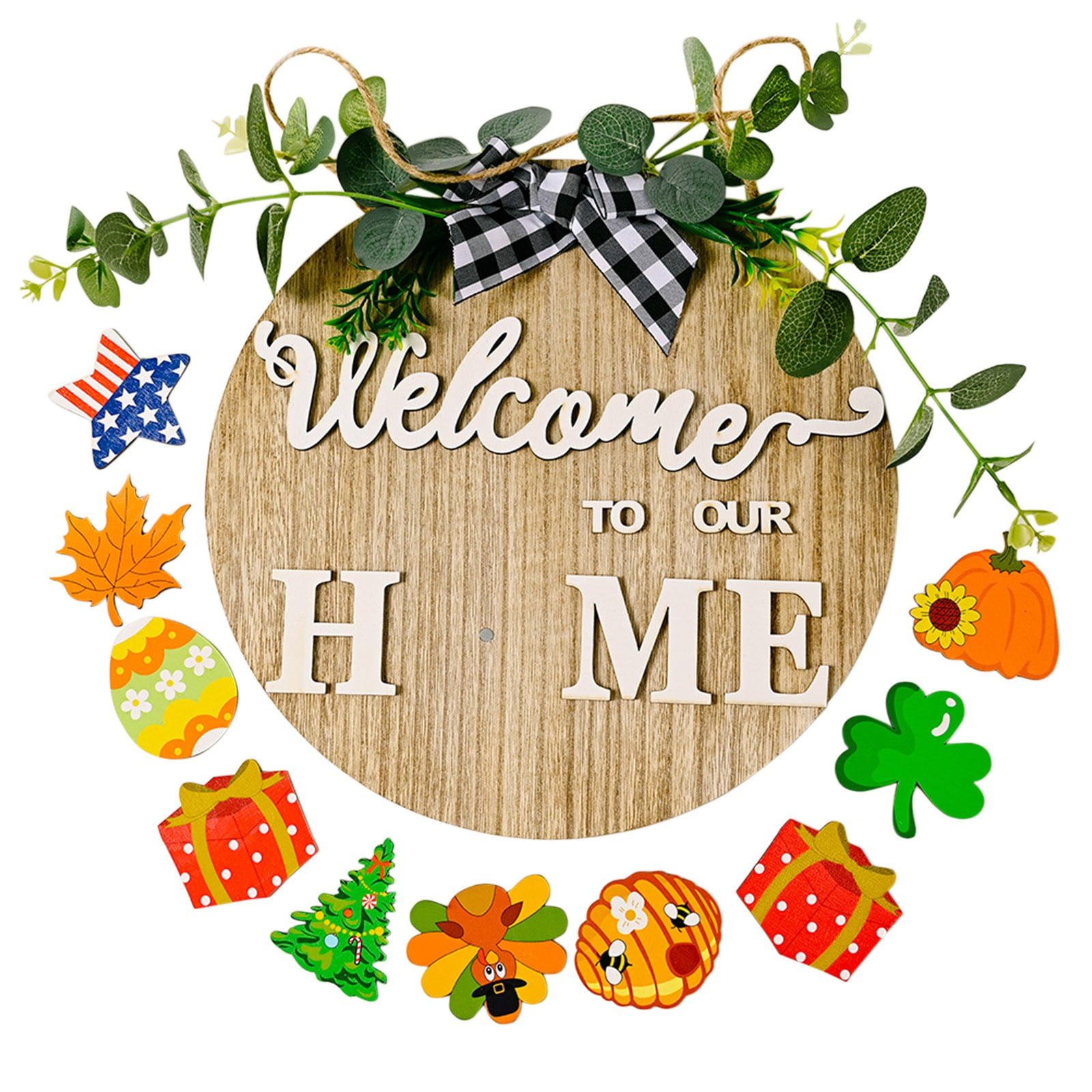 Welcome to Our Home Interchangeable Wood Sign 28 x 1 x 11 Inches