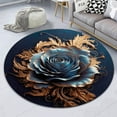 thumbnail image 6 of Futuristic Grid Round Area Rug, neon cyber pattern circle carpet for media room or bedroom, soft washable non-slip floor mat, sci-fi décor statement, 6 of 6
