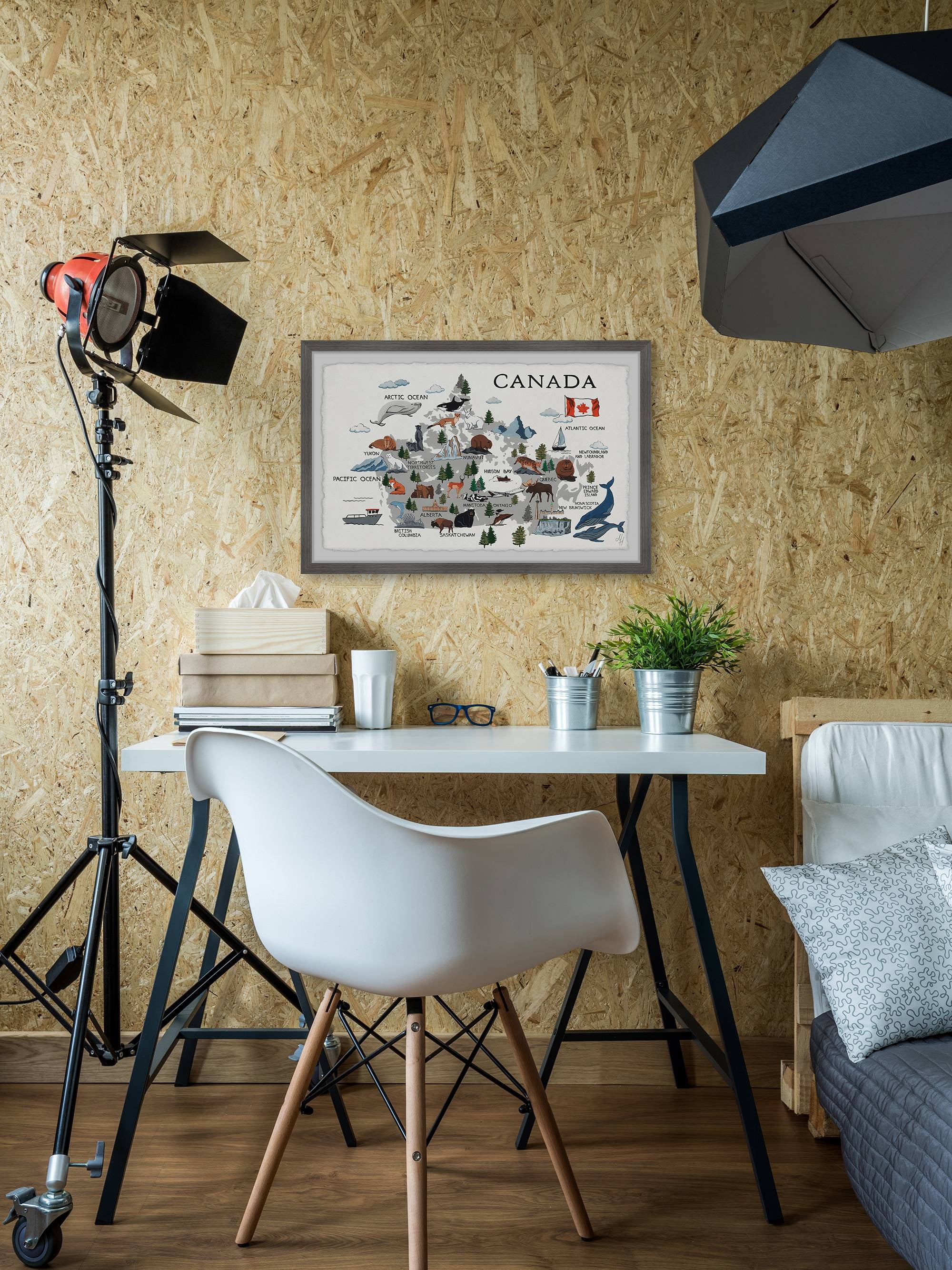 Marmont Hill Gray Canadian Map Framed Wall Art