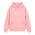 thumbnail image 2 of AKOEE Womens Oversized Hoodie with Pockets Plain Hooded Sweatshirts Casual Drawstring Long Sleeve Pullovers (XL, Pink), 2 of 7