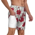 thumbnail image 3 of Goofa Leaves And Anemone Flowers In Red Grey Printed Men's Swim Trunks Board Shorts Quick Dry Mens Swimming Trunks with Compression Liner,Breathable Fit Hawaii Beach Shorts-3X-Large, 3 of 9