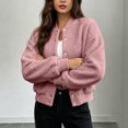 thumbnail image 5 of Tqcoqu Women's Round Neck Button Front Solid Color Jacket Long Sleeve with Pockets Casual Outerwear, 5 of 7