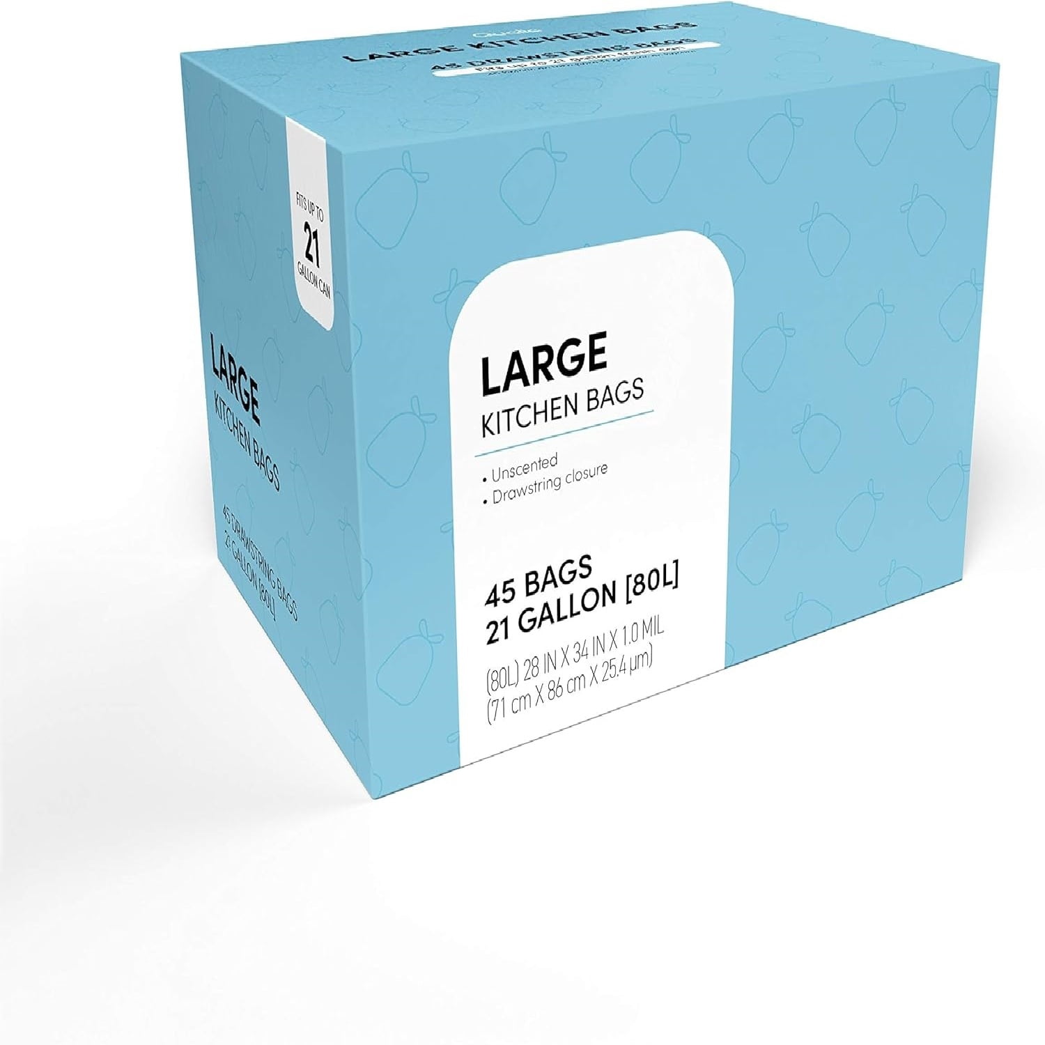 21 Gal / 80 Liter | Drawstring Closure Trash Bag(UNSCENTED, 90 BAGS)