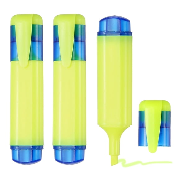 Uxcell Highlighter Pen, 3 Pack Water Based Broad Tip Writing Marker Pens Cute Pastel Colored Highlighter Studying Supplies for Office Home Daily Use, Light Yellow