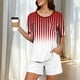 thumbnail image 2 of Conjunto de pijama de mujer de moda de color sólido de manga corta cuello redondo y pantalones con poliéster suave, desgaste de casa transpirable para verano diario, 2 of 8