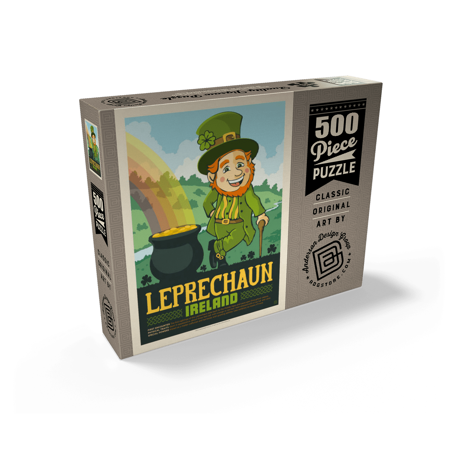 MyPuzzle - Mythical Creatures: Leprechaun (Ireland), Vintage Poster - Premium 500 Piece Jigsaw Puzzle for Adults